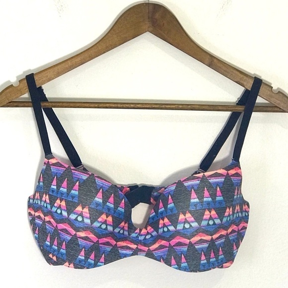 Victoria Secret Pink Pastel Color Pallet Aztec Print Light Life Bra size 34D - Picture 1 of 10